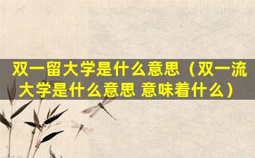 双一留大学是什么意思（双一流大学是什么意思 意味着什么）